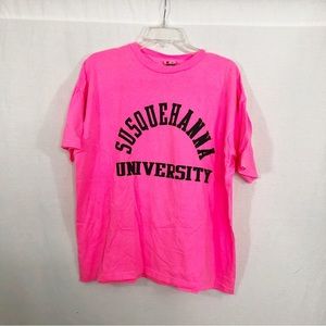 NEW Signal Vintage Susquehanna University Neon Pink 1980s T-Shirt, Size XL